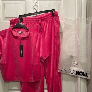 Fashion Nova Vibrant Pink Velour Set